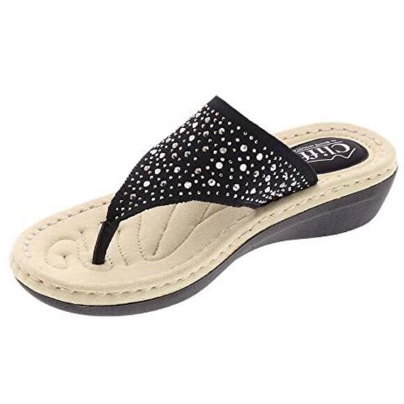 Cliffs By White Mountain Calling Women's Embellished Thong Sandals - Picture 1 of 11